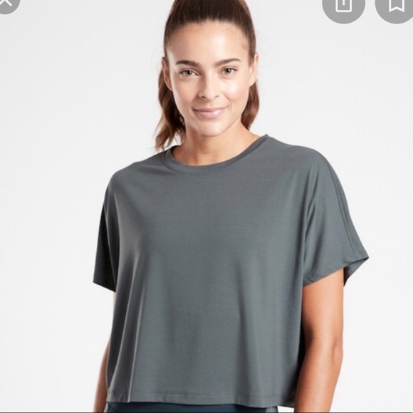 ATHLETA NWT Legend Short Sleeve Crop Tee Bali Green 2x Anti Odor - Picture 2 of 7
